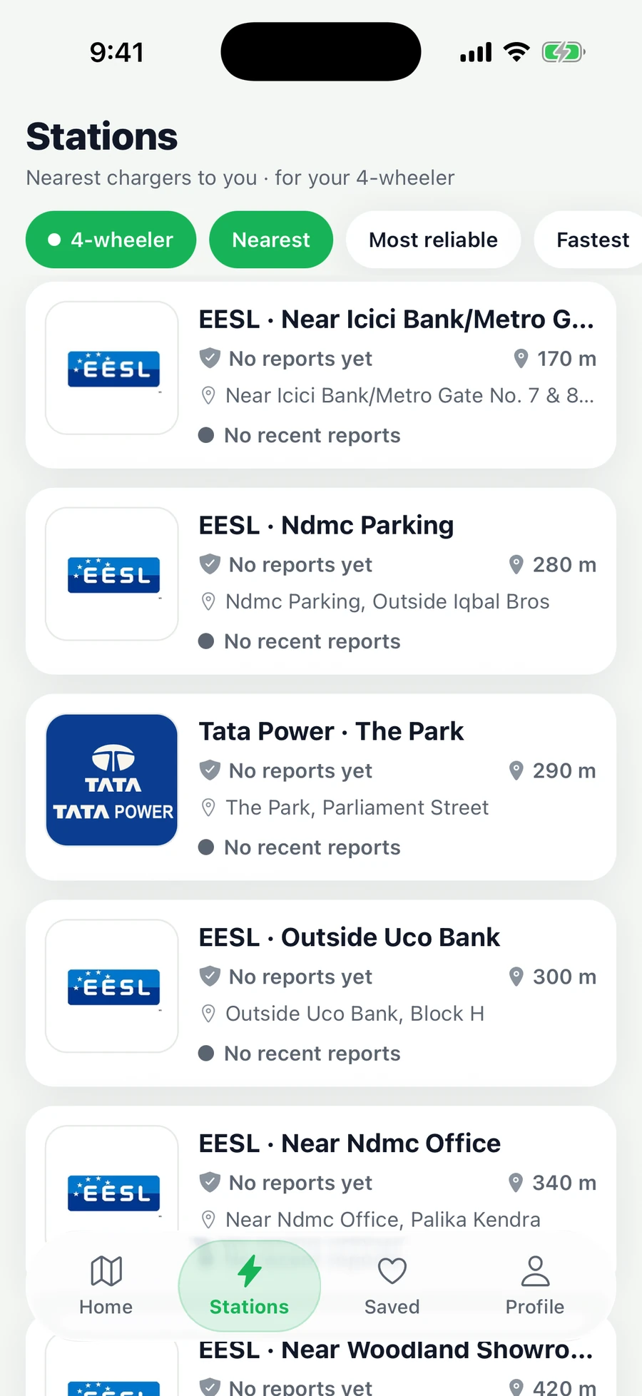 Stations list for a 4-wheeler
